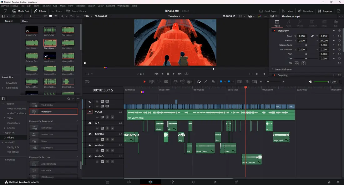 DaVinci Resolve — edit page
