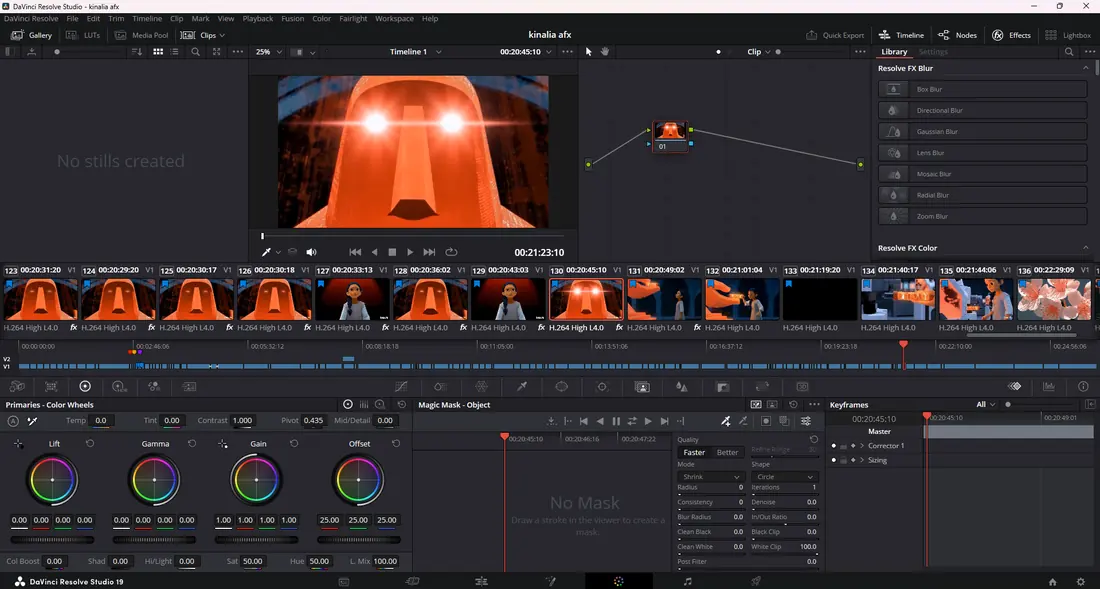 DaVinci Resolve — color page