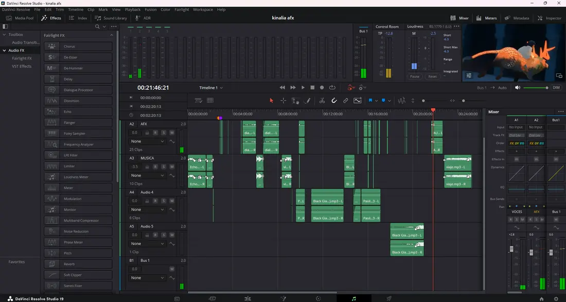 DaVinci Resolve — Fairlight audio page